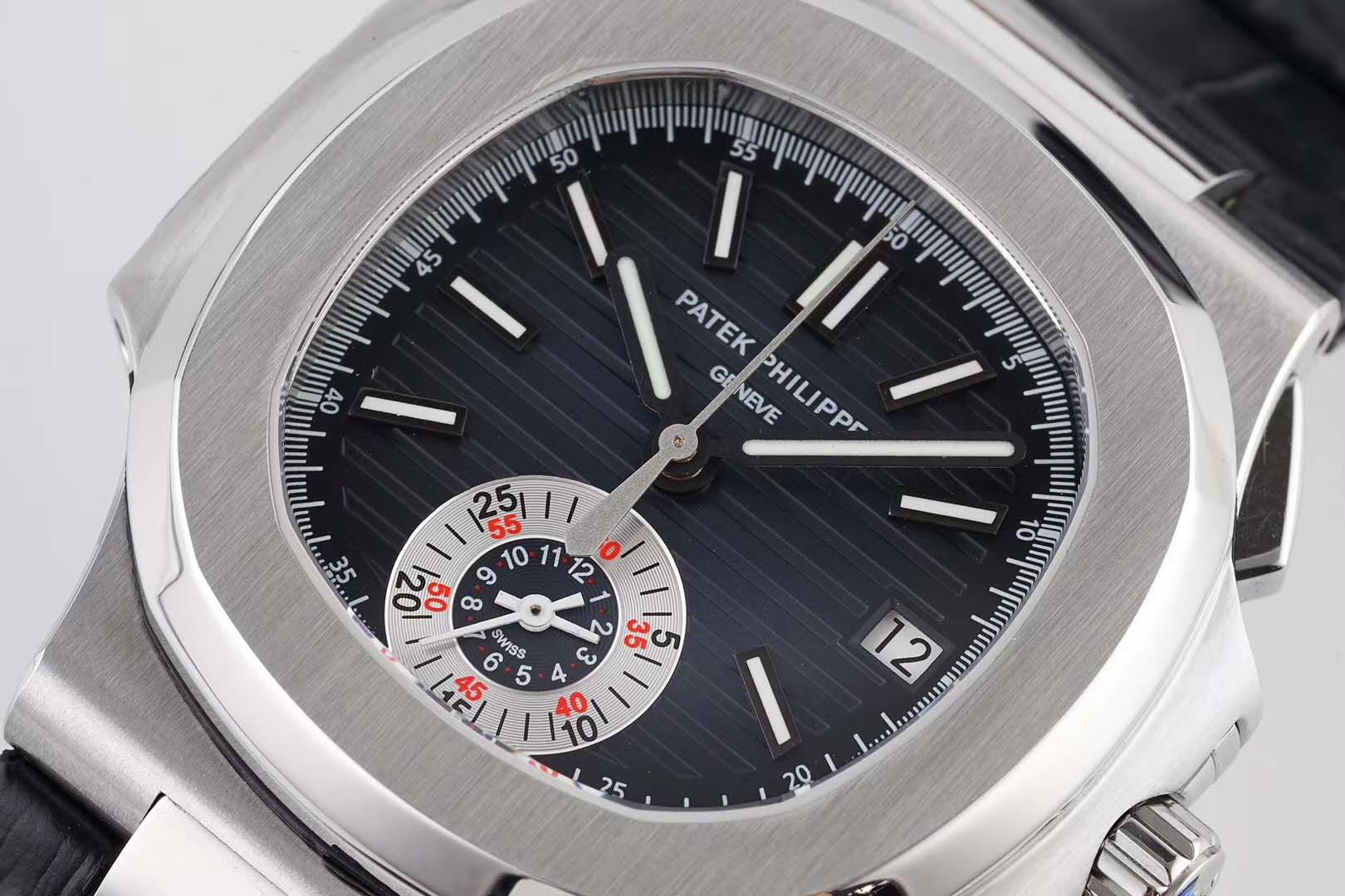 Nautilus 5980/1A-001 Blue Dial in Steel on Leather Strap