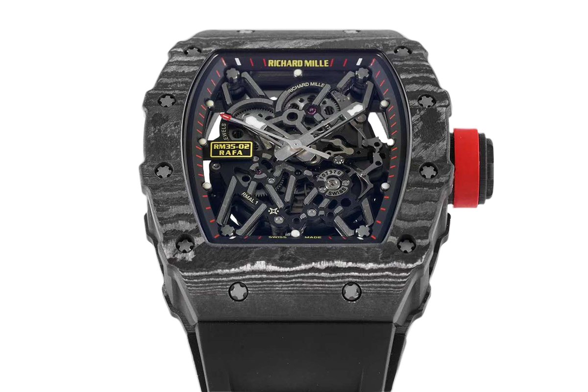 RM 035-02 Rafael Nadal NTPT Carbon on Black Rubber Strap