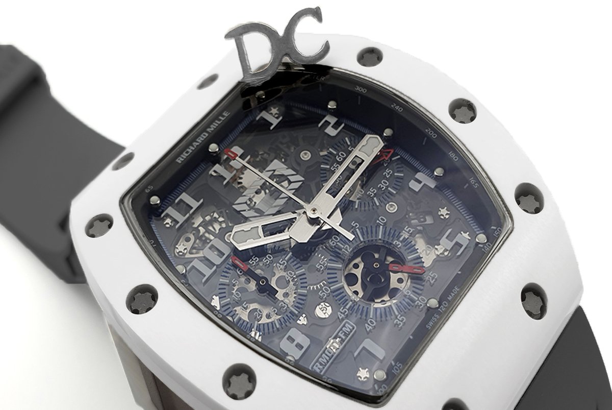 RM 011 Saint Tropez Polo Club White ATZ Ceramic and Titanium on Grey Rubber Strap