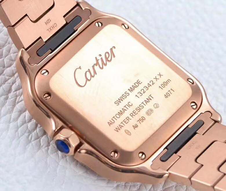 Santos de Ca*t1er White Dial with D1am0nd Bezel in Rose Gold